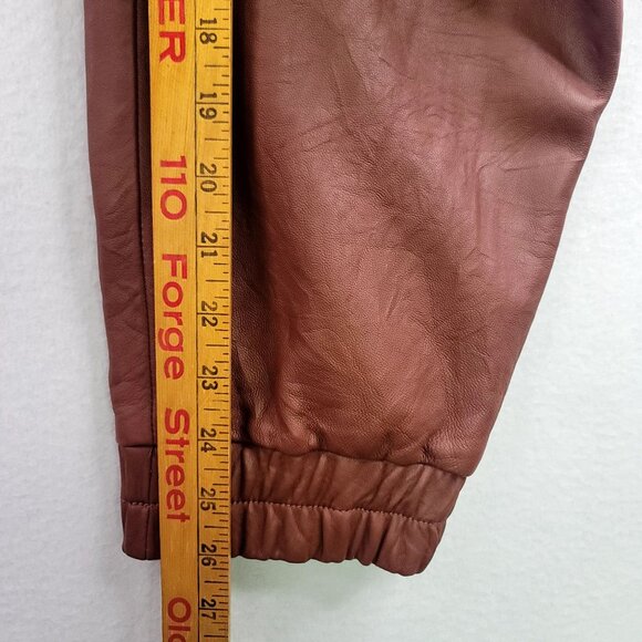 Veronica Beard Cognac Wasia Rust Lamb Leather Loose Fit Jogger Size 12 - Picture 12 of 13